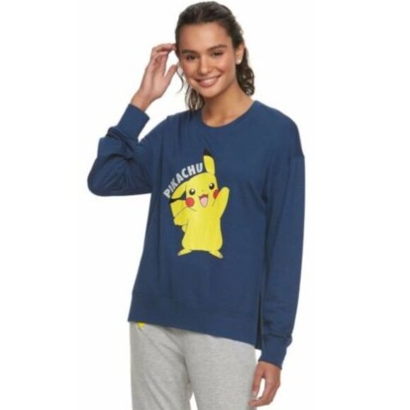 Pokemon Women's Pikachu Graphic Long Sleeve Shirt Navy Blue Size Large - Picture 2 of 11